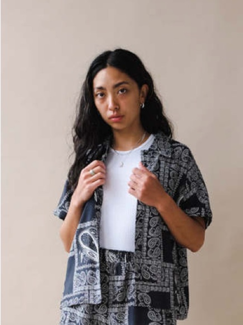 Just Female Black Paisley Maid Button Up - size 40, fits like M - NWOT